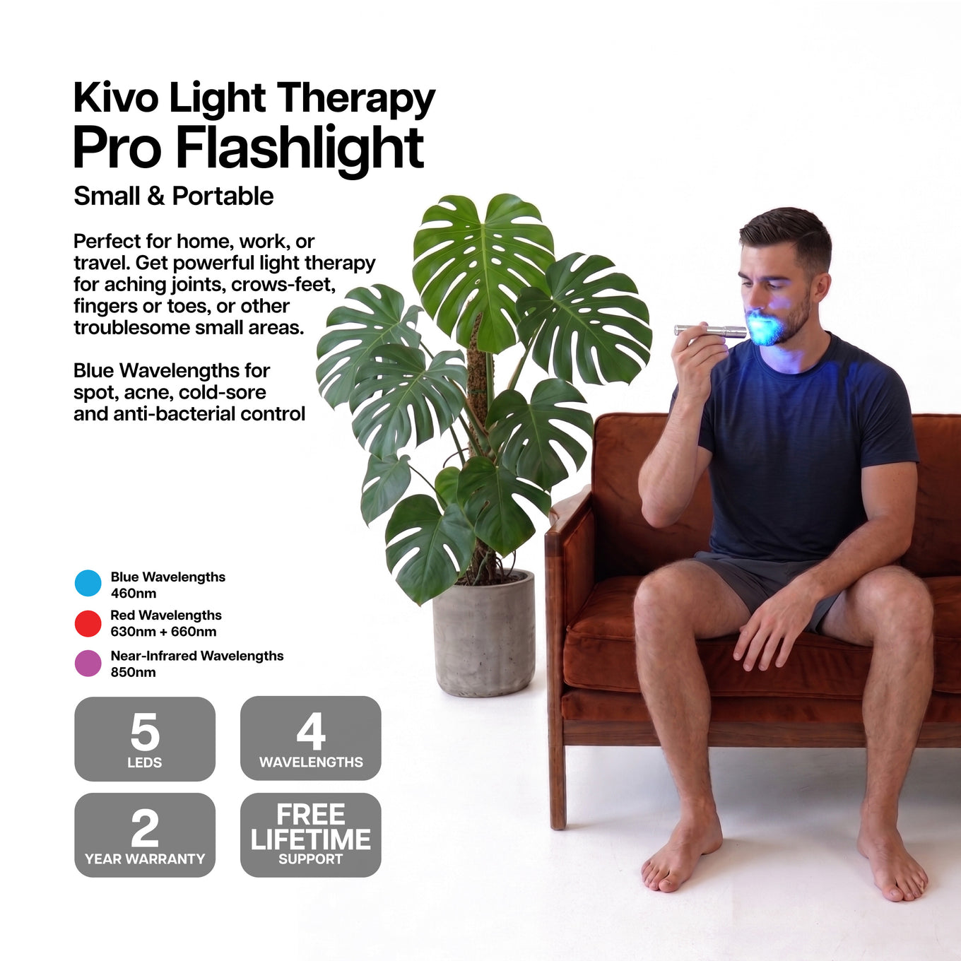 Kivo Pro flashlight blue red near-infrared small