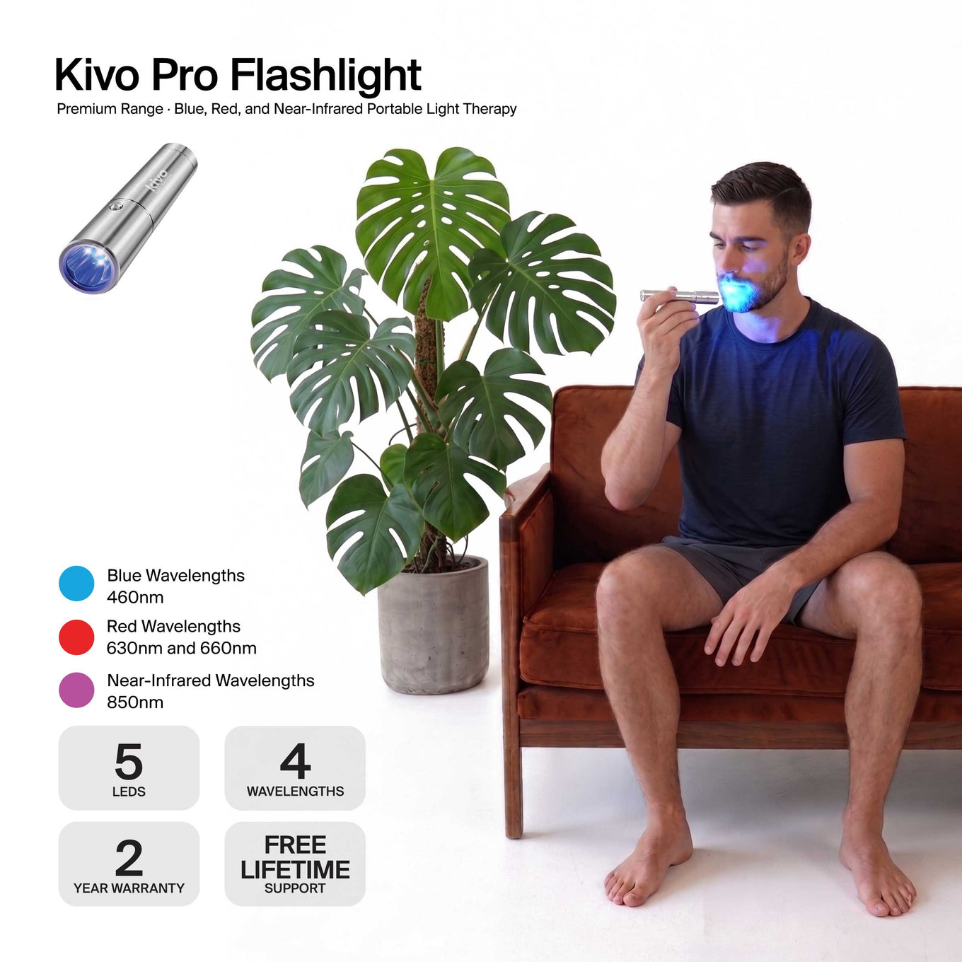 Kivo Pro Flashlight: blue red near-infrared small torch
