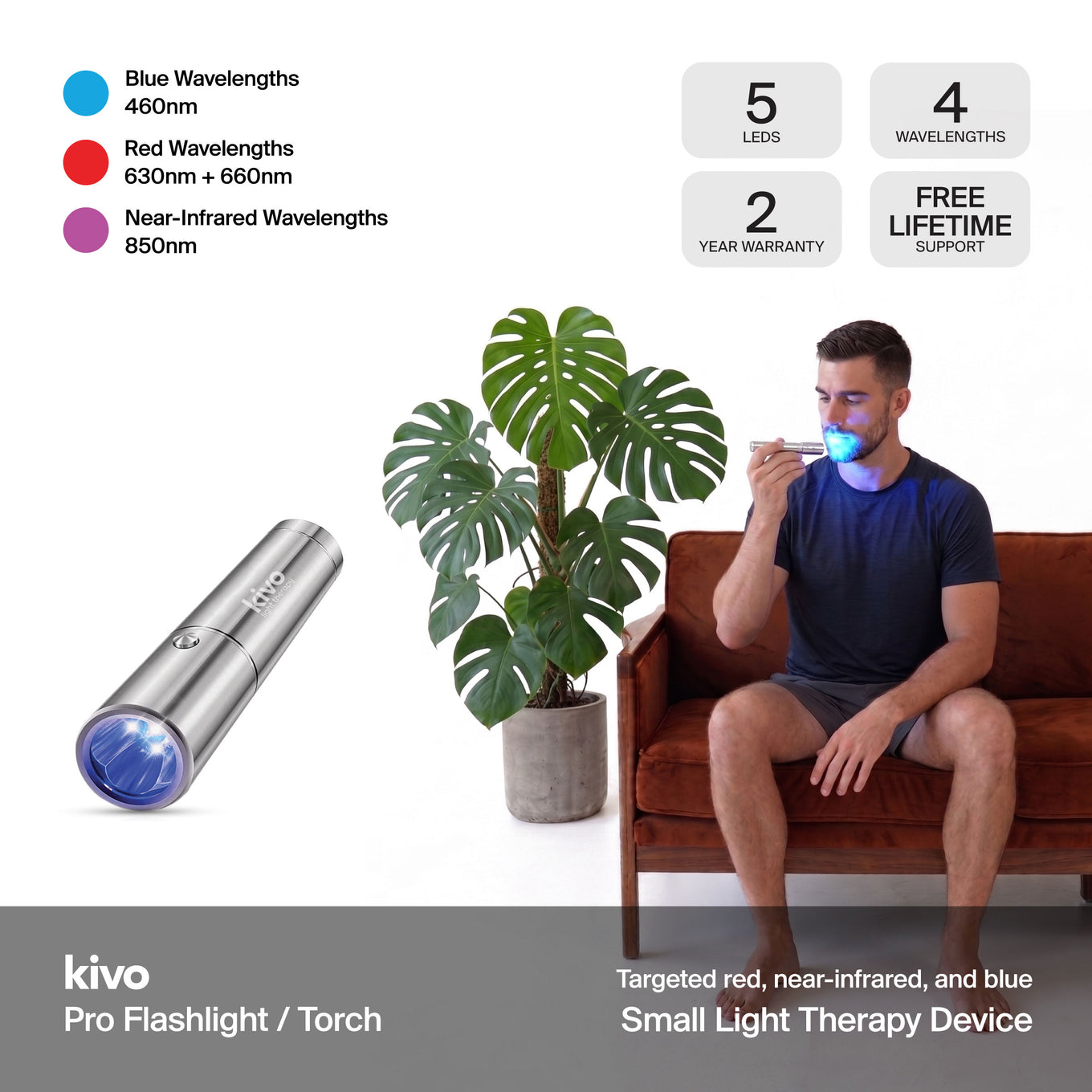 Kivo Pro Flashlight: blue red near-infrared small torch