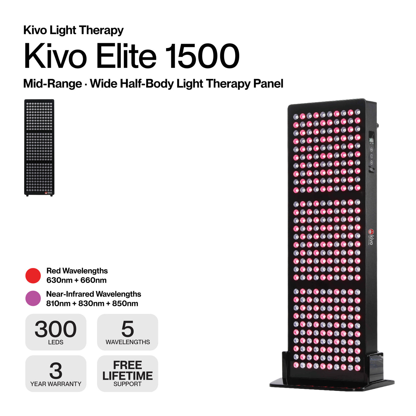 The mid-range best in class wide half-body sized red light therapy panel