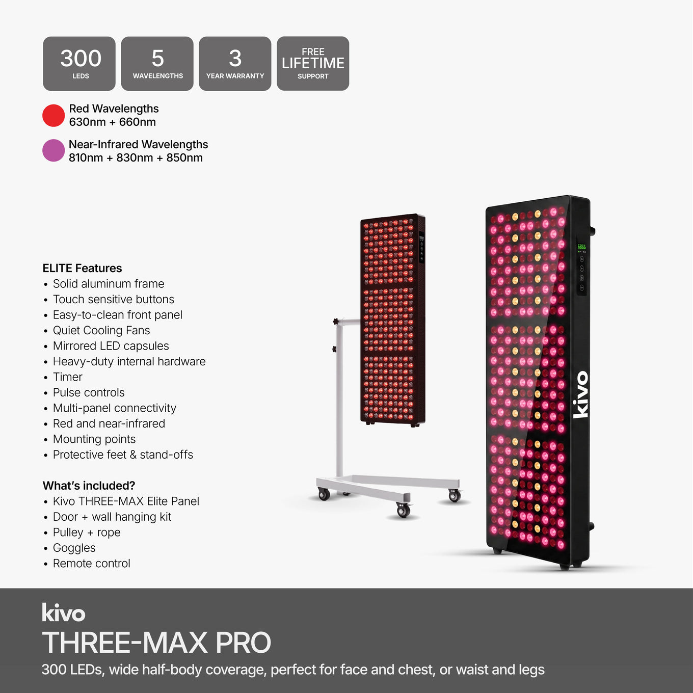 The mid-range best in class wide half-body sized red light therapy panel