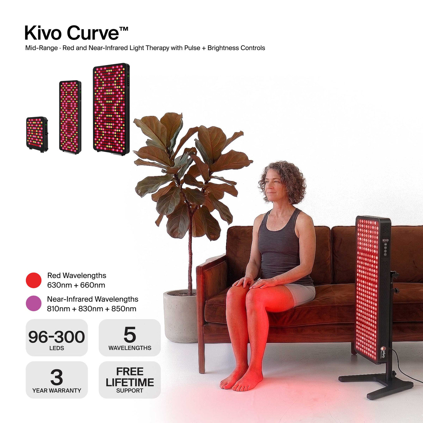 Curved red light therapy panel from Kivo