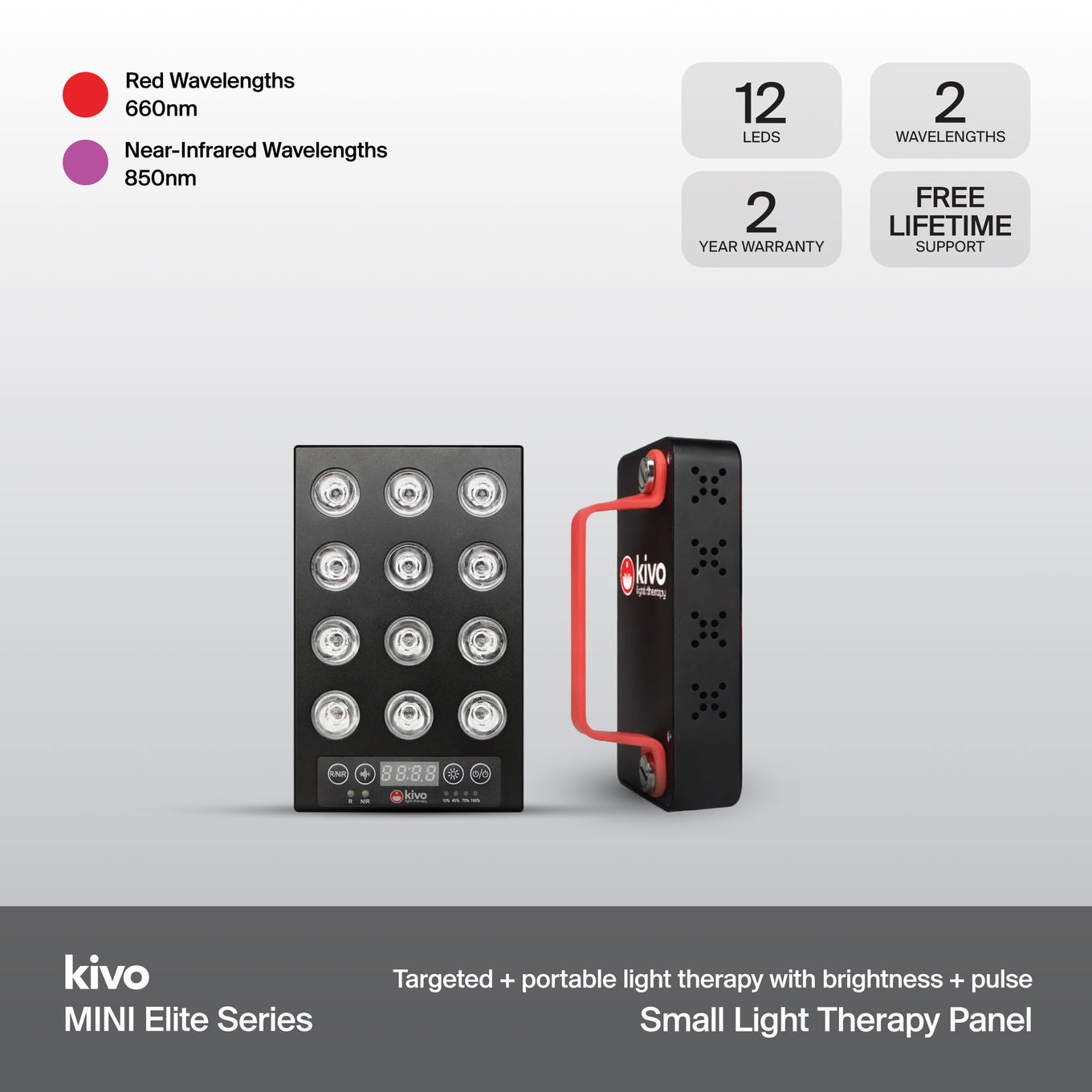 Kivo Elite Mini - The best small handheld mini featuring red and near infrared, brightness, battery operated and more