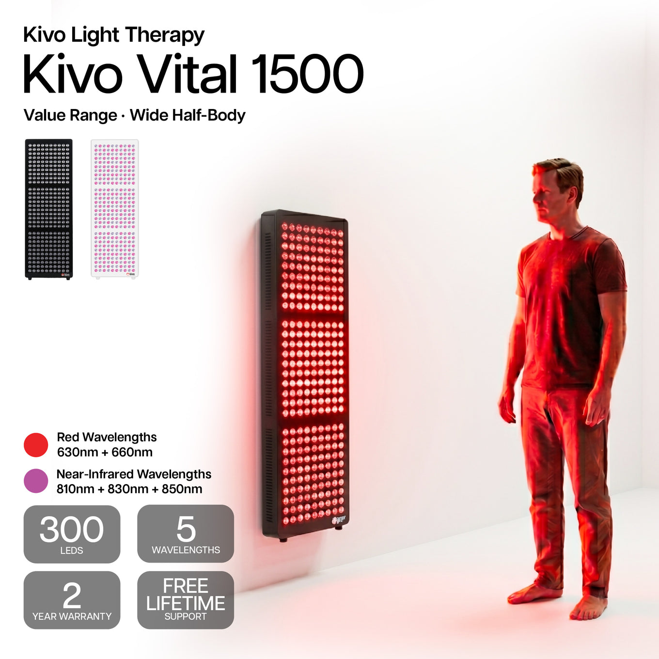 Vital 1500 Half Body Wide Red Light Therapy Panel