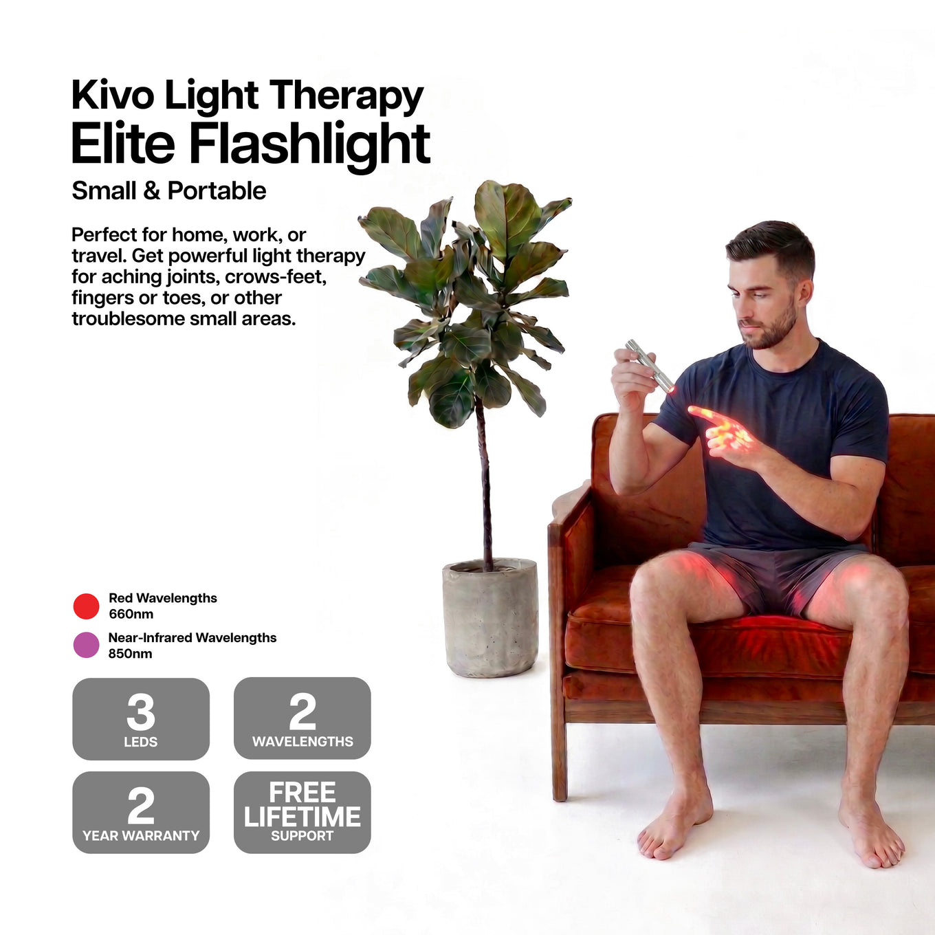 Red light therapy flashlight torch from Kivo