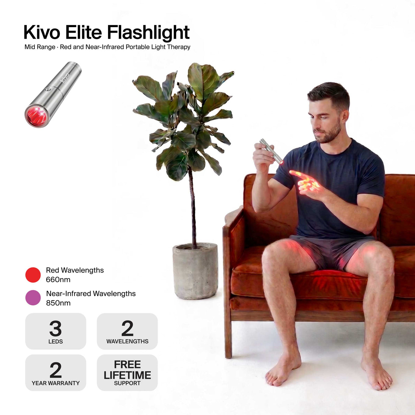 Kivo Elite Flashlight: Red light therapy flashlight torch from Kivo