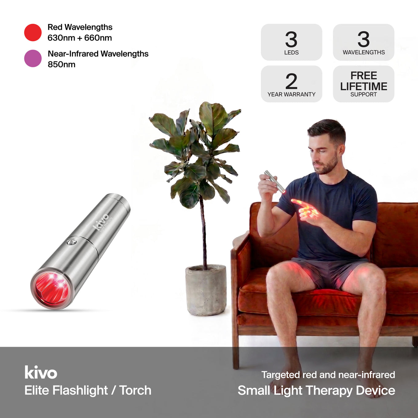 Kivo Elite Flashlight: Red light therapy flashlight torch from Kivo