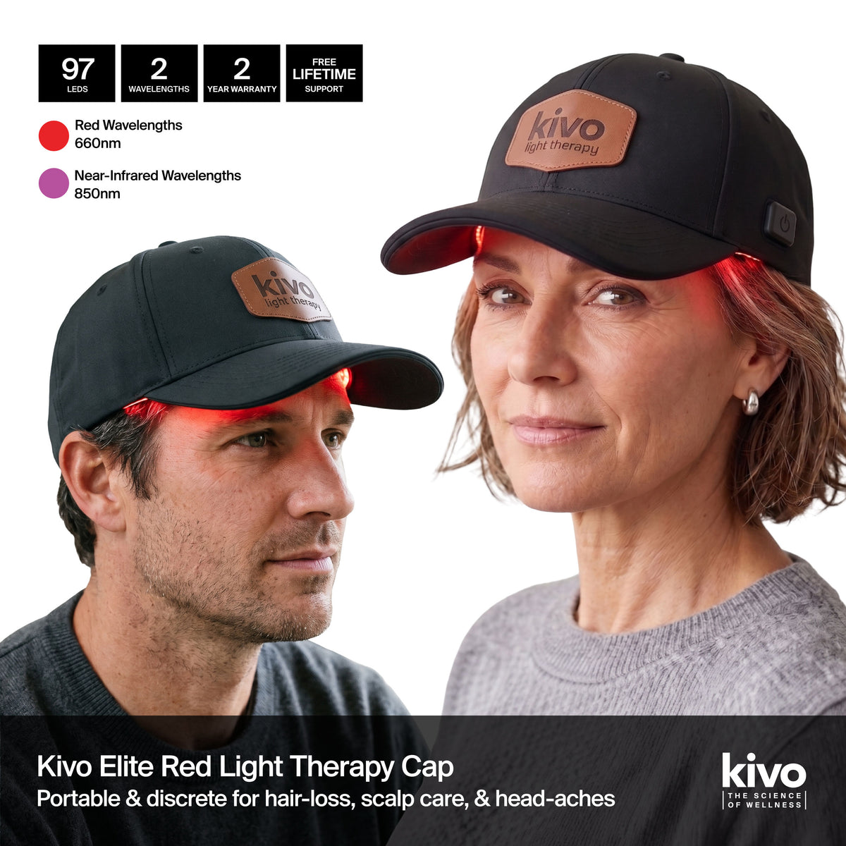 Kivo Red Light Therapy Cap for men or women to help with hair and scalp issues