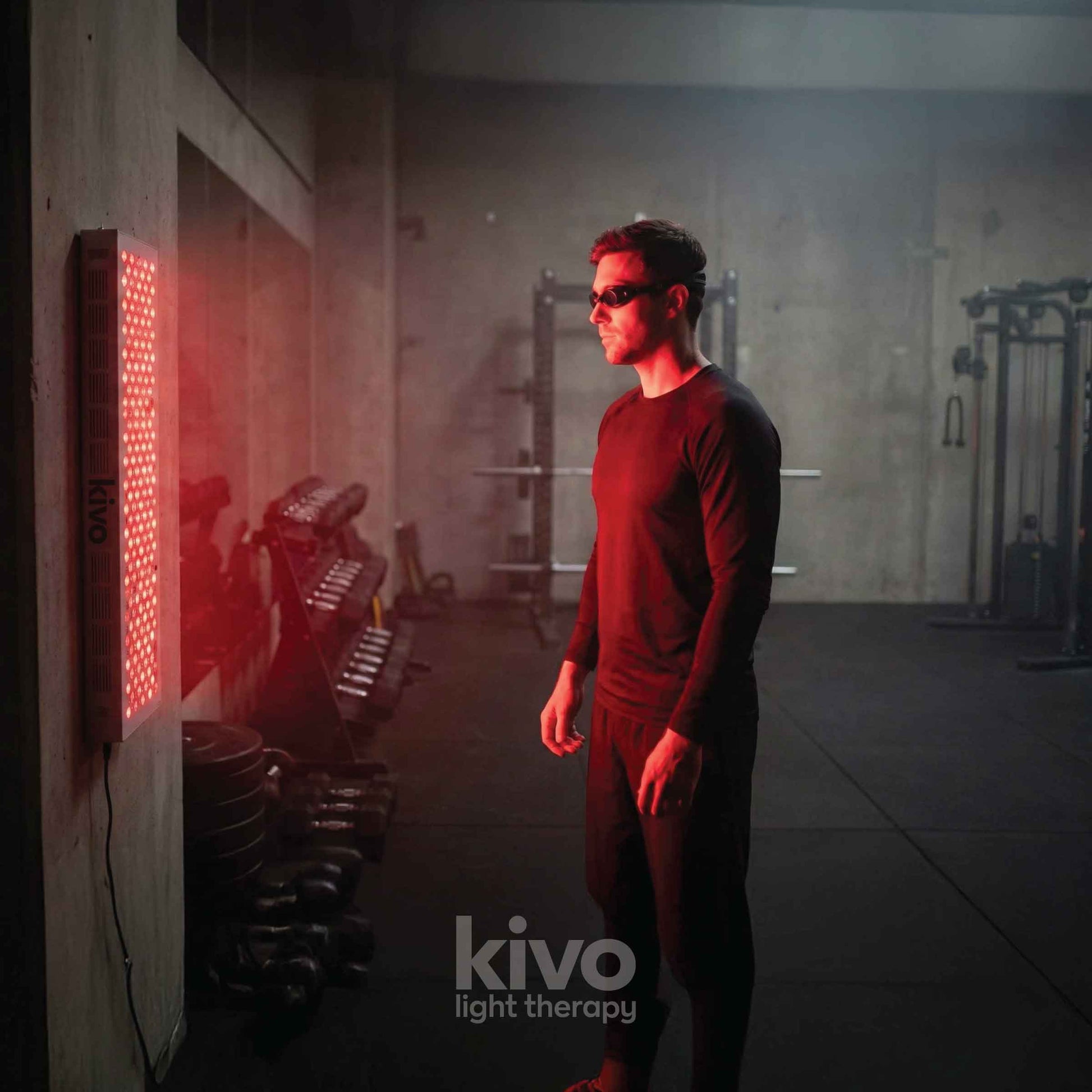 1000 series led light therapy red panel on a wall in a gym