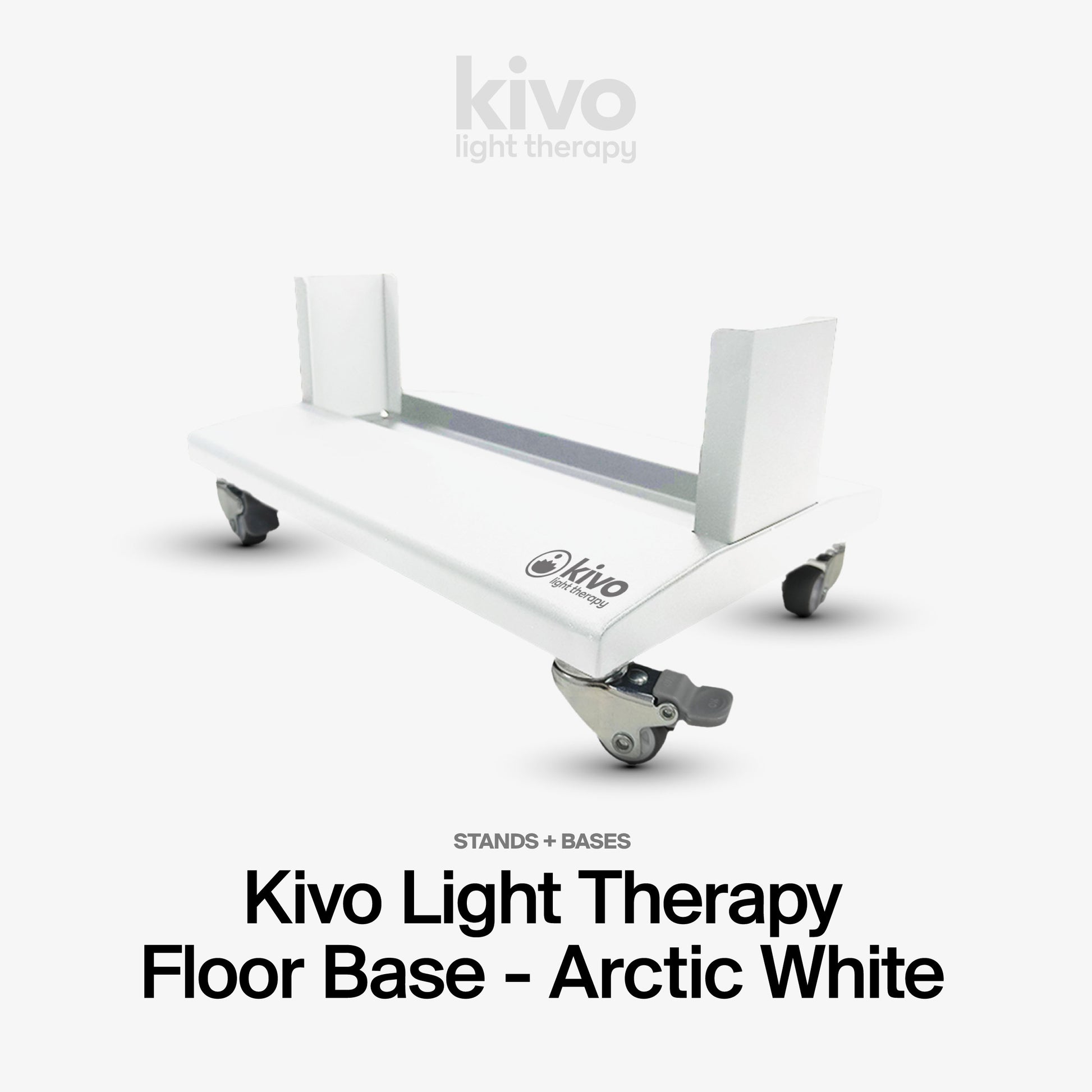White metal base for Red Light Therapy panels with wheels
