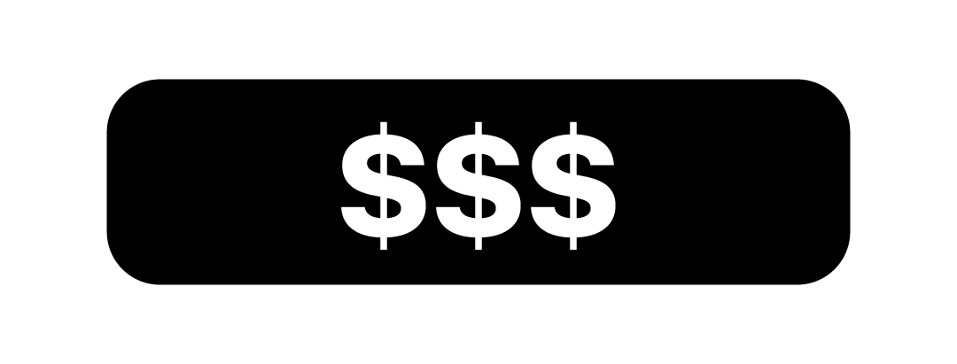 Three dollar signs on a black rectangular background