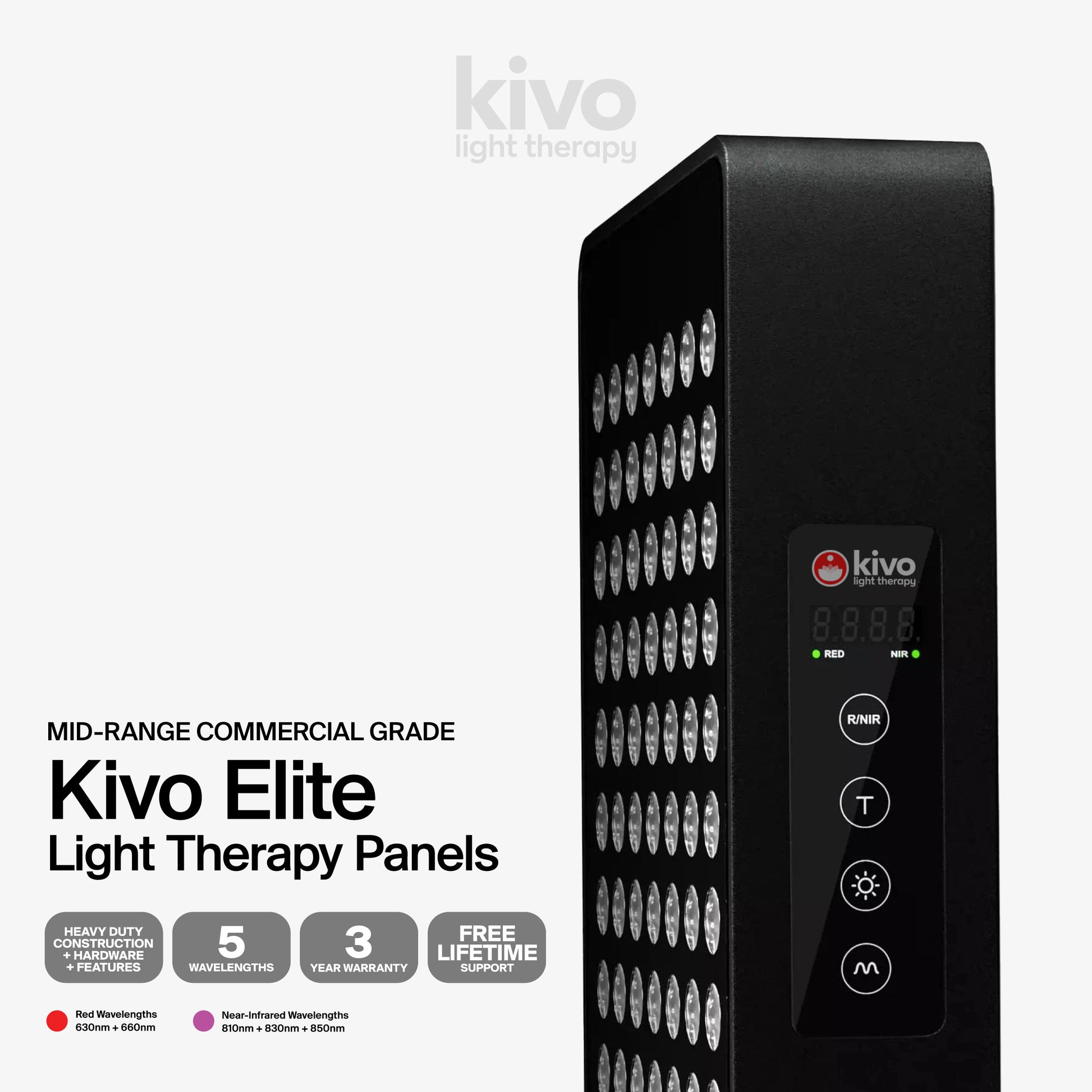 The Kivo Elite Series are the best value red and near-infrared light panels with more features and a heavy duty construction for business or commercial use