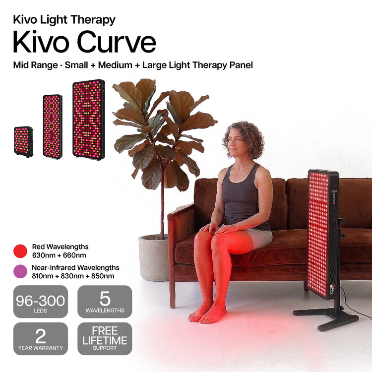Curved red light therapy panel from Kivo
