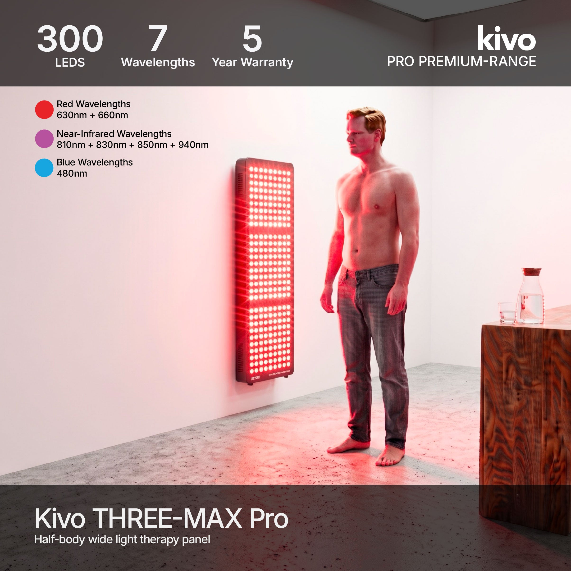 Half body wide red light therapy panel