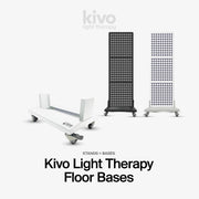Kivo metal wheeled floor base with two vertical panels on a gray background