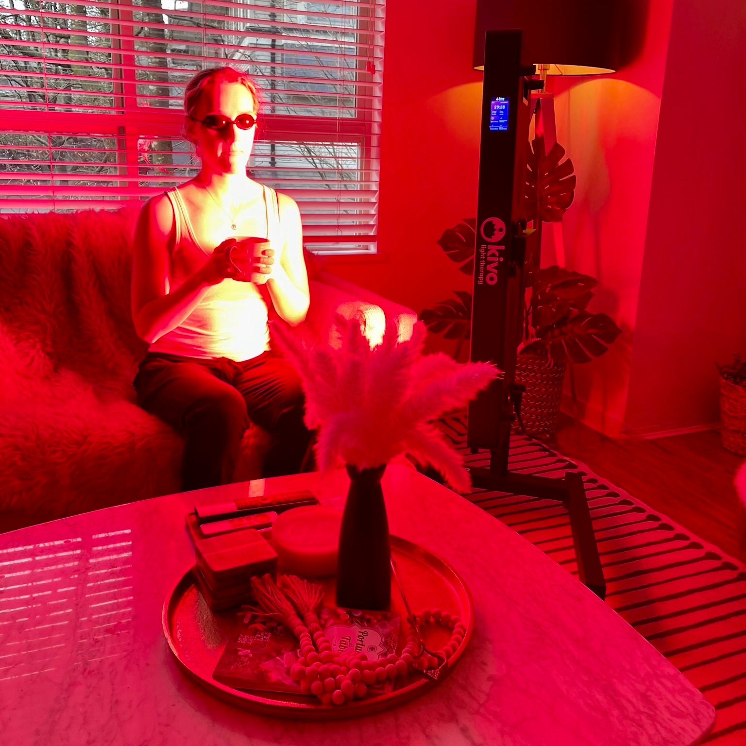 Using red light therapy with goggles