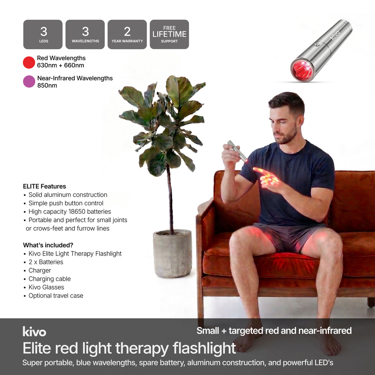 Kivo Elite Flashlight: Red light therapy flashlight torch from Kivo