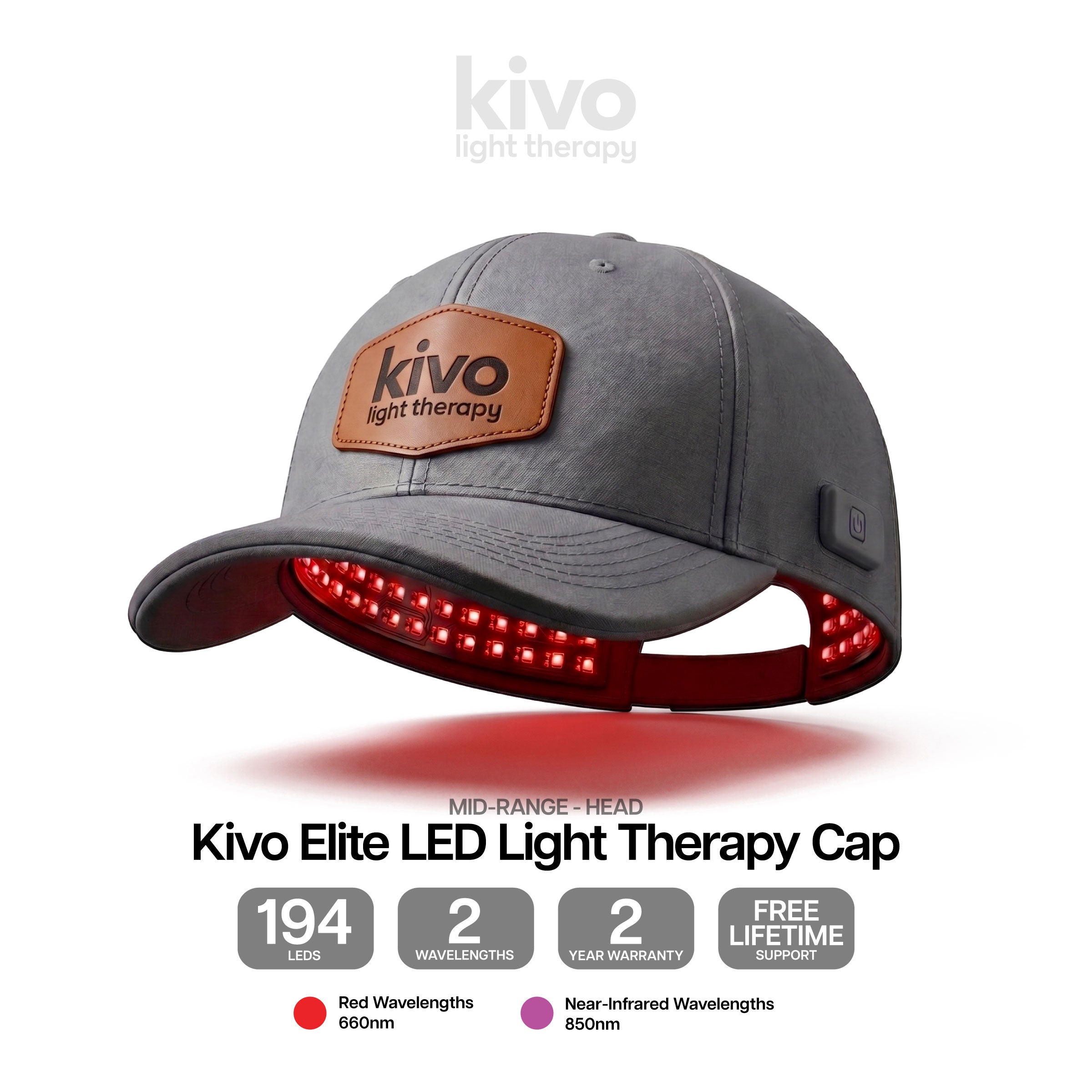 Kivo Rotlichttherapie-Kappe / Hut (Batteriebetrieben)