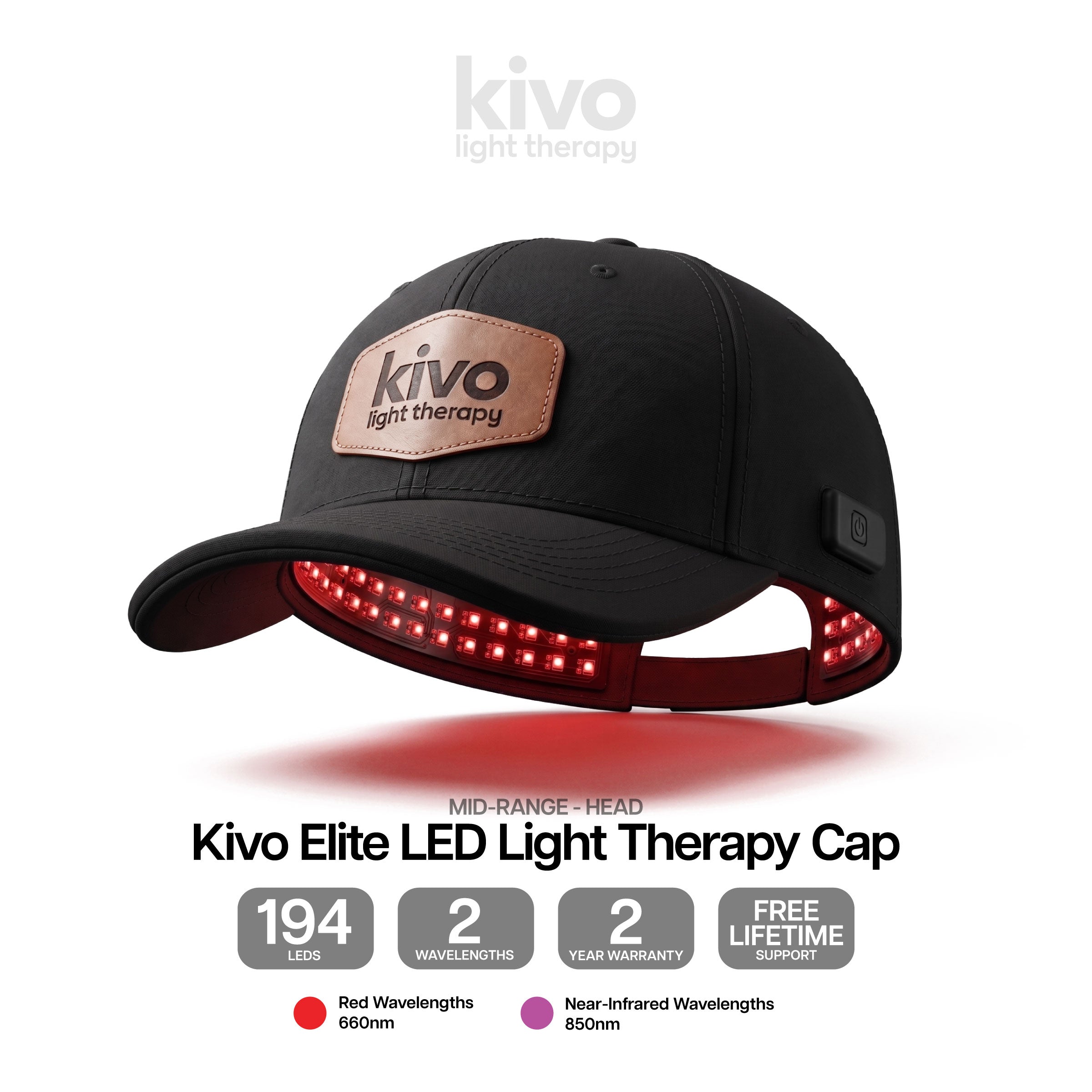 Kivo Rotlichttherapie-Kappe / Hut (Batteriebetrieben)
