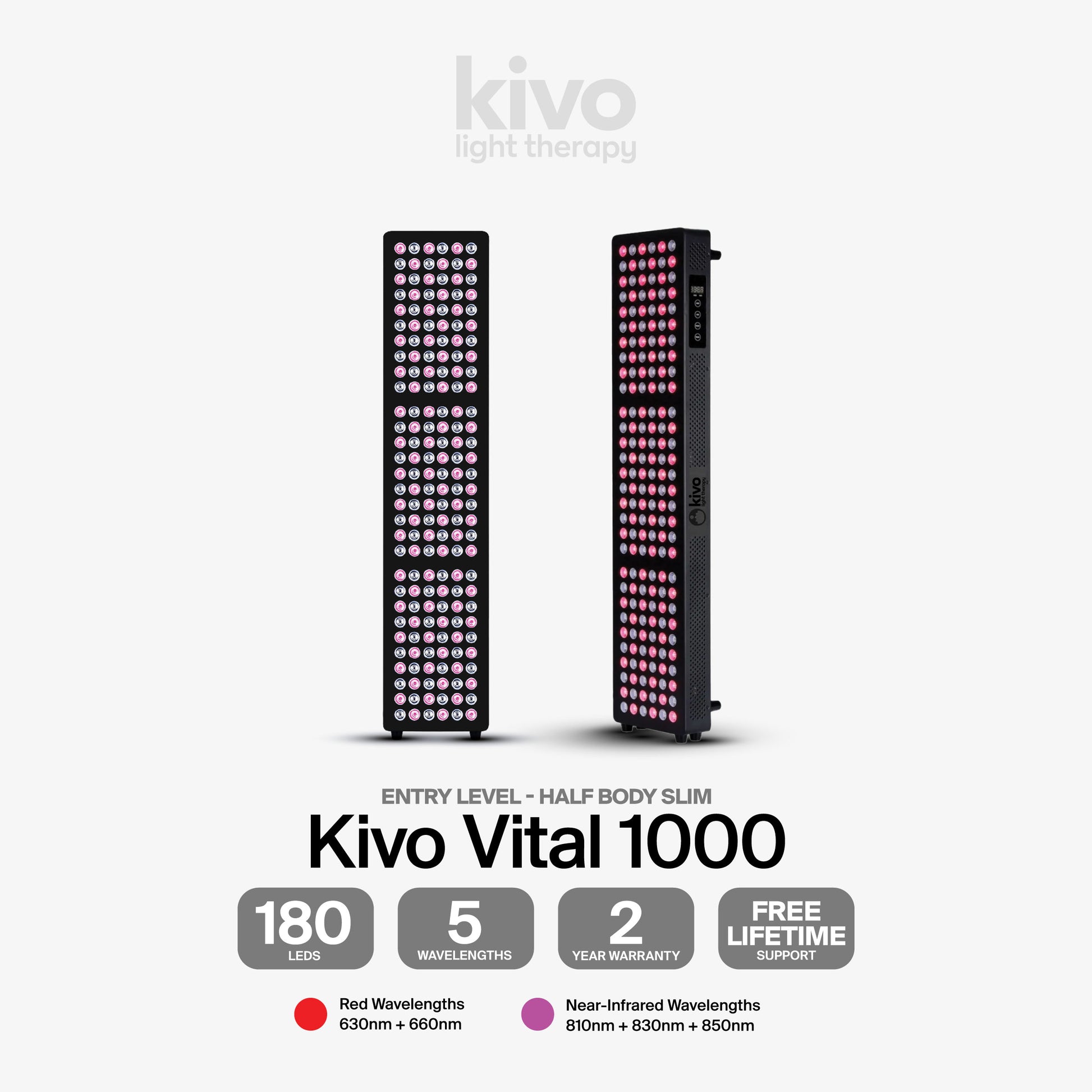 The best half body sized slim red light therapy panel - the Kivo Vital 1000