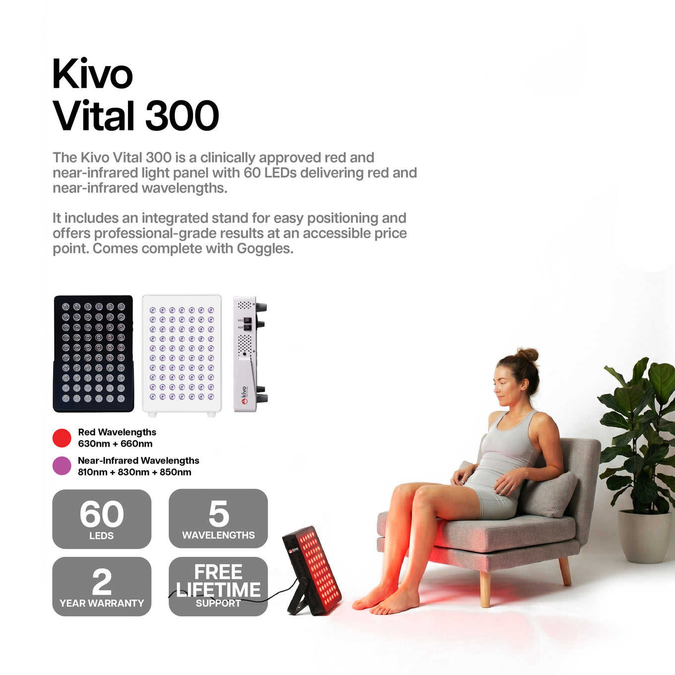 Kivo Vital 300 Essential Red light and near infrared panel great value discount best