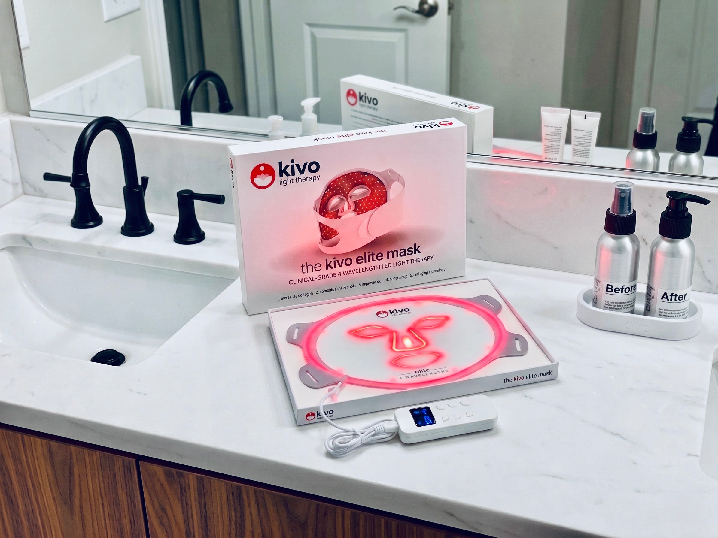 Kivo Elite Face : Masque de luminothérapie faciale rouge + proche infrarouge + bleu + jaune